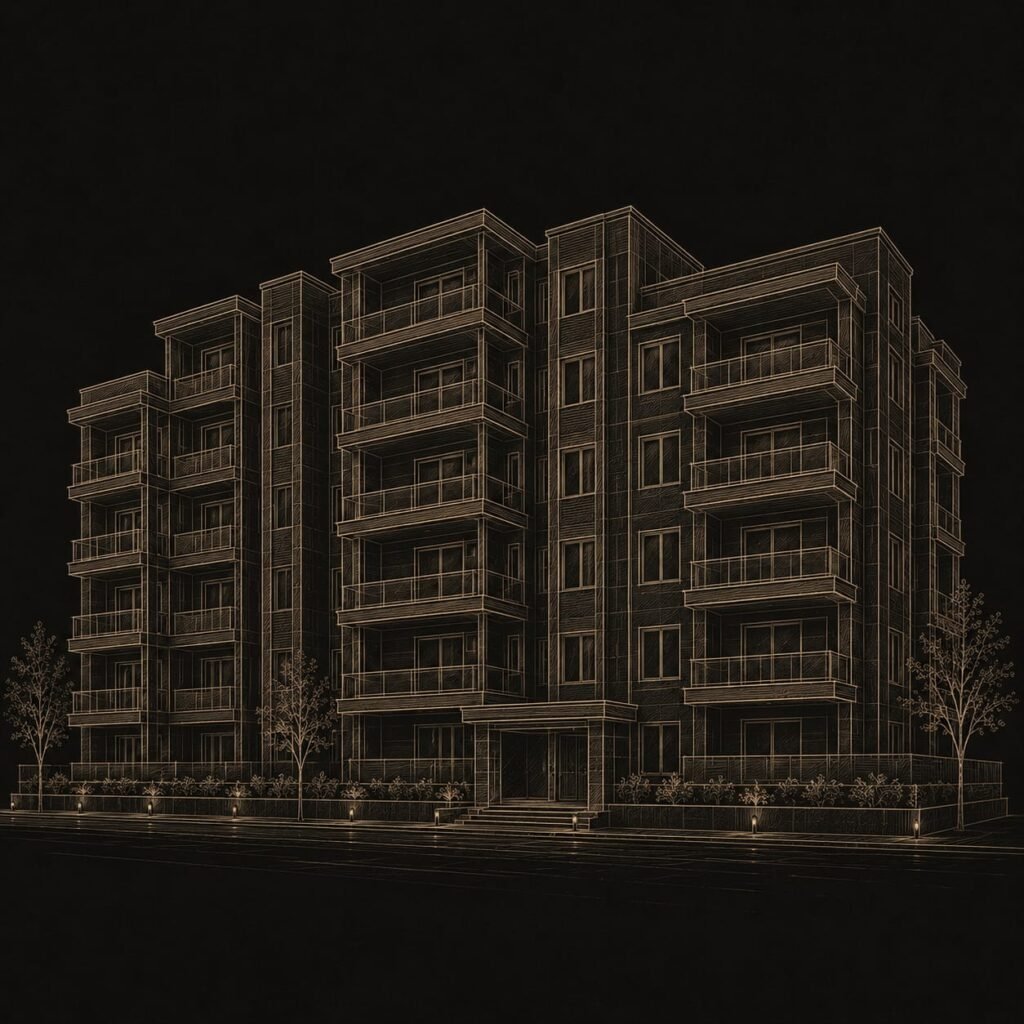 Modern apartment construction project with residential building design