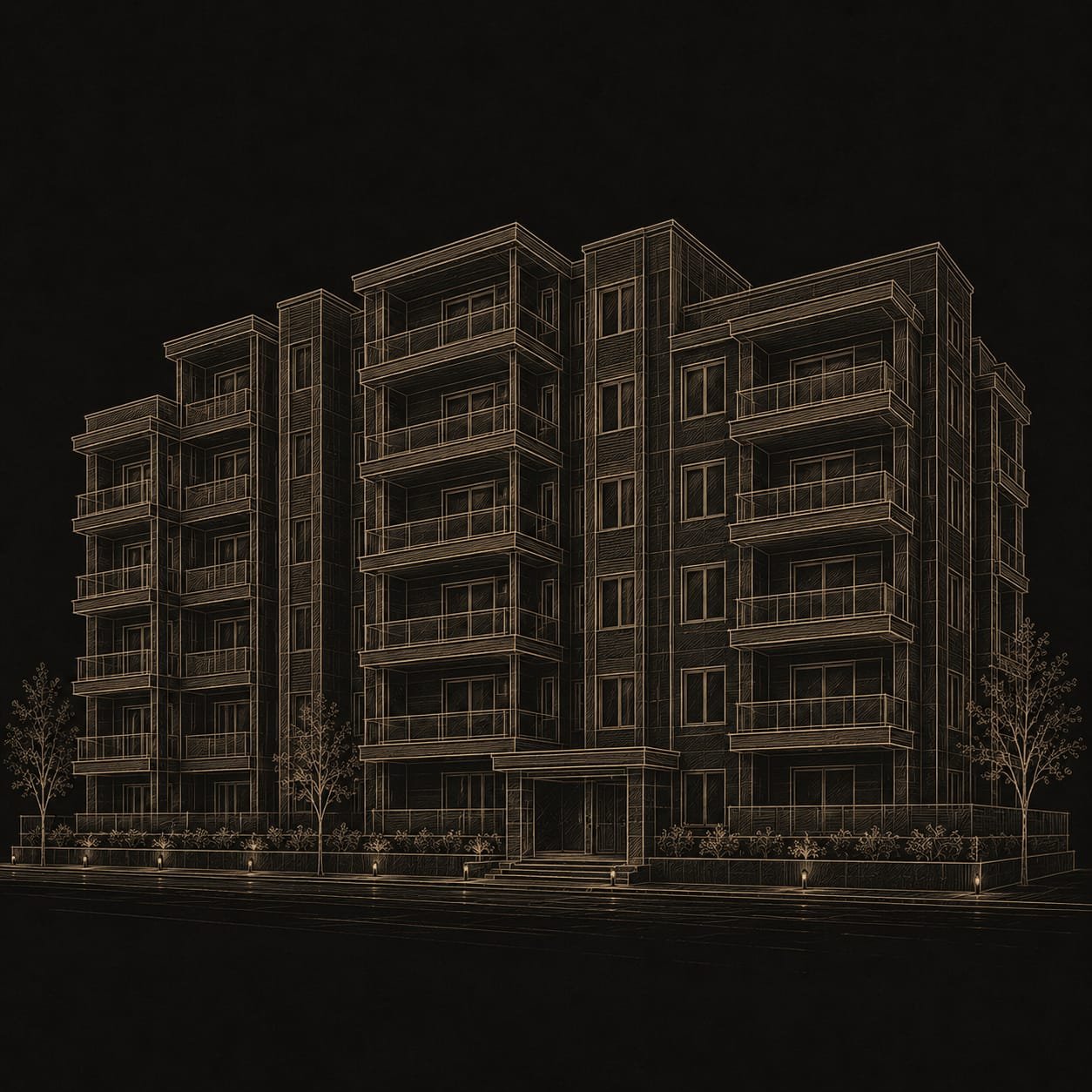 Modern apartment construction project with residential building design